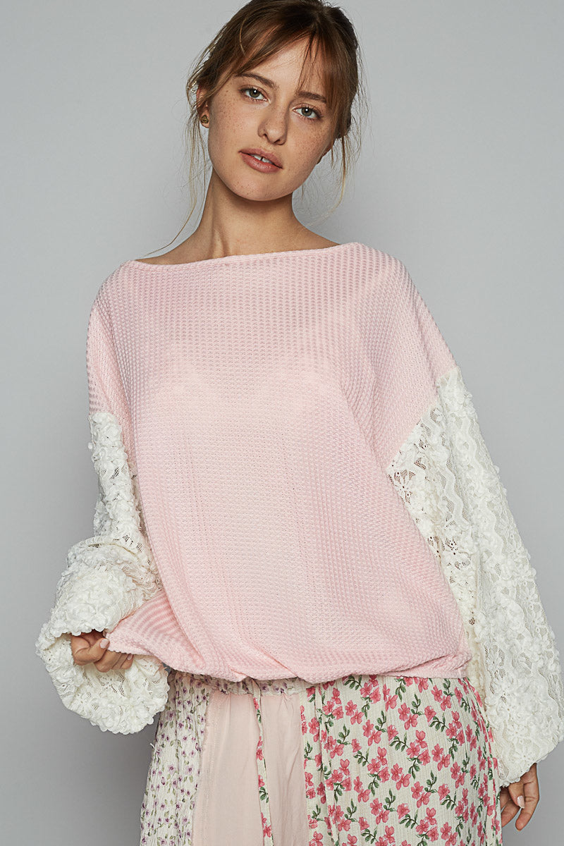 Lace Balloon Sleeved Sweater