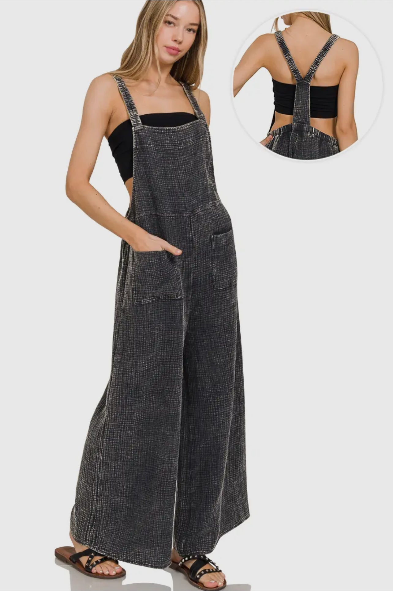 Gauze Elastic Waist Romper