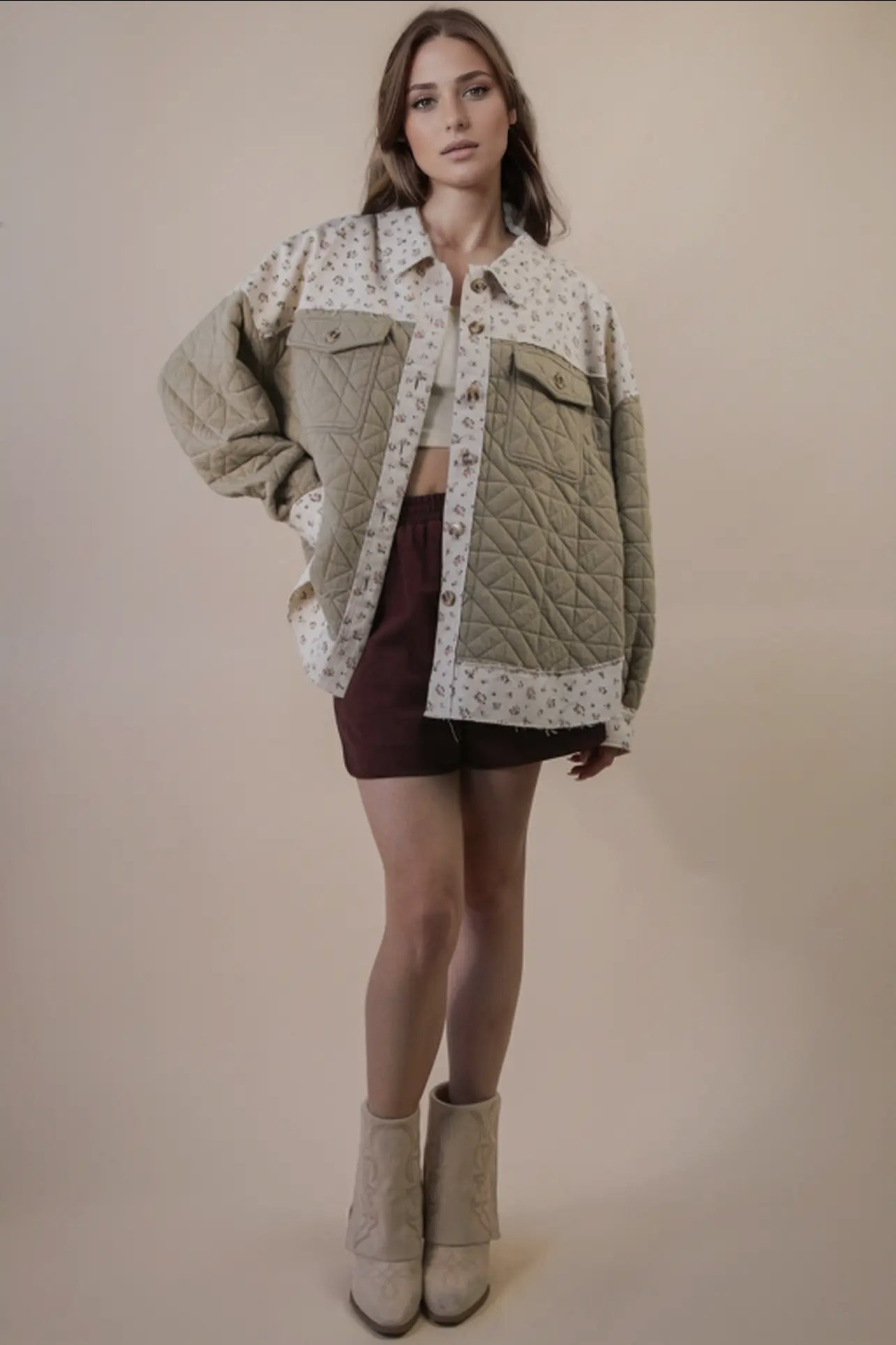 Oversized floral printed jacket
