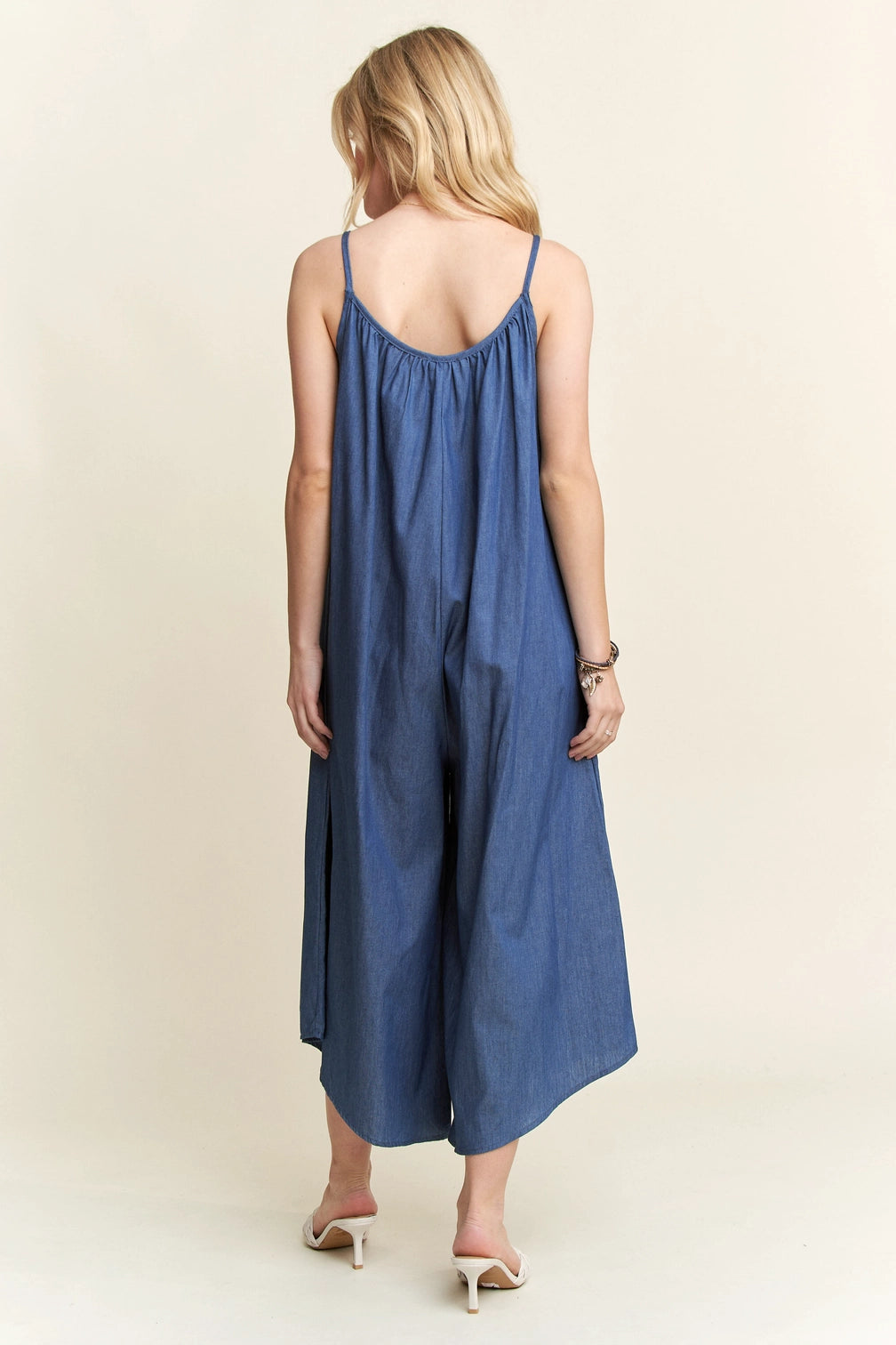 Wide Leg Chambray Cami Jumpsuit