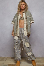 Woven Patchwork Button down