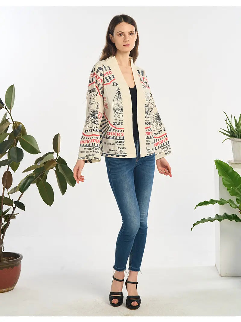 Recycled Sack Cardigan Chicken