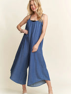Wide Leg Chambray Cami Jumpsuit