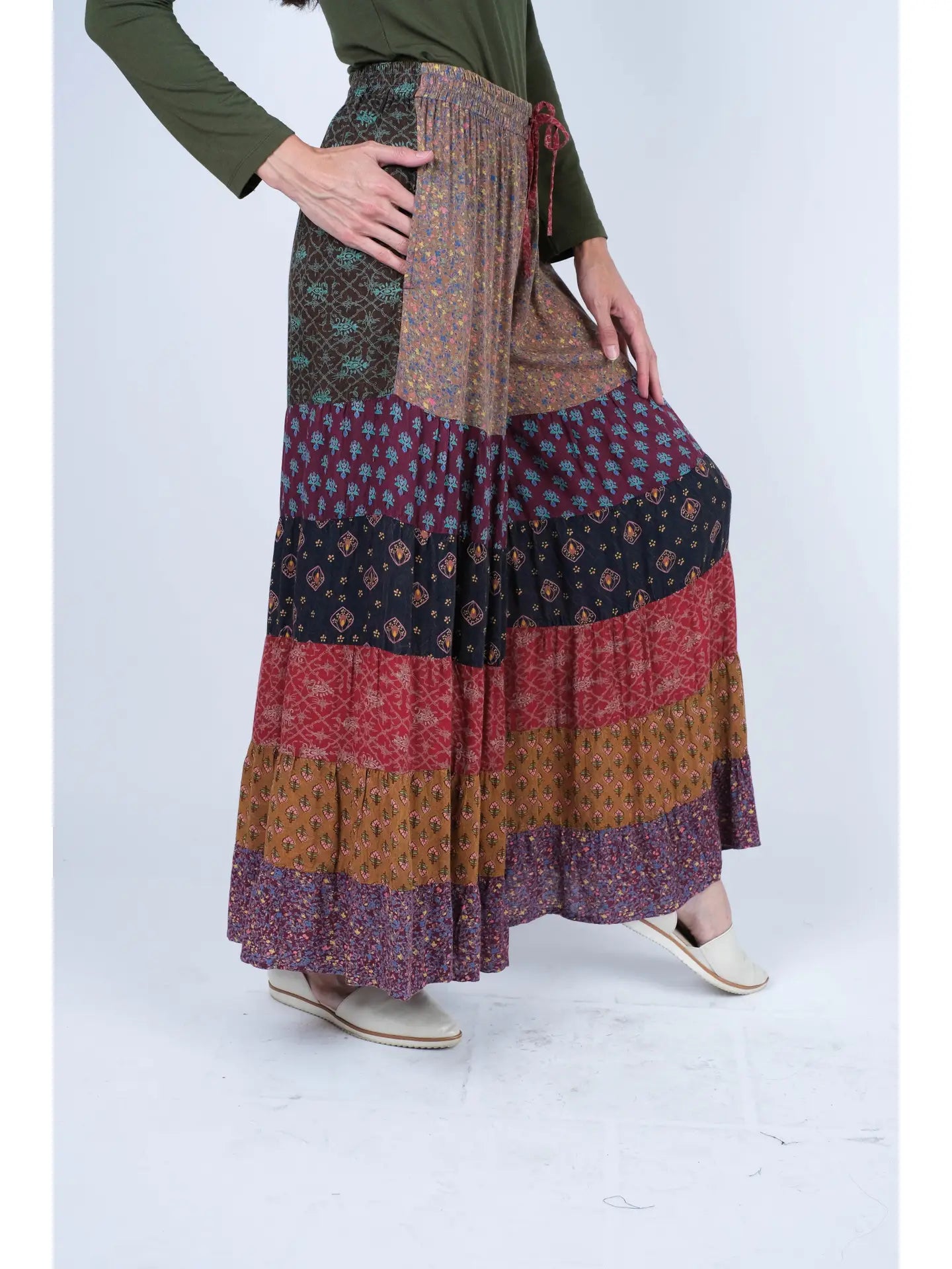 Patchwork Rayon Palazzo Pants