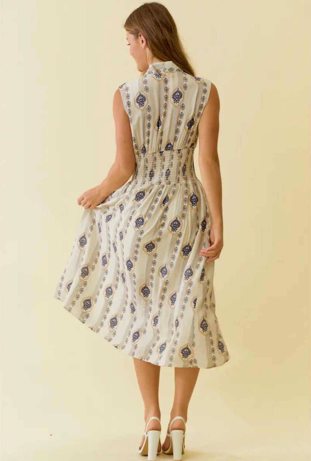 Willow Tile Smocked Midi Dress