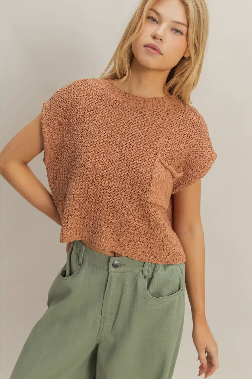 Pocket detail sweater top