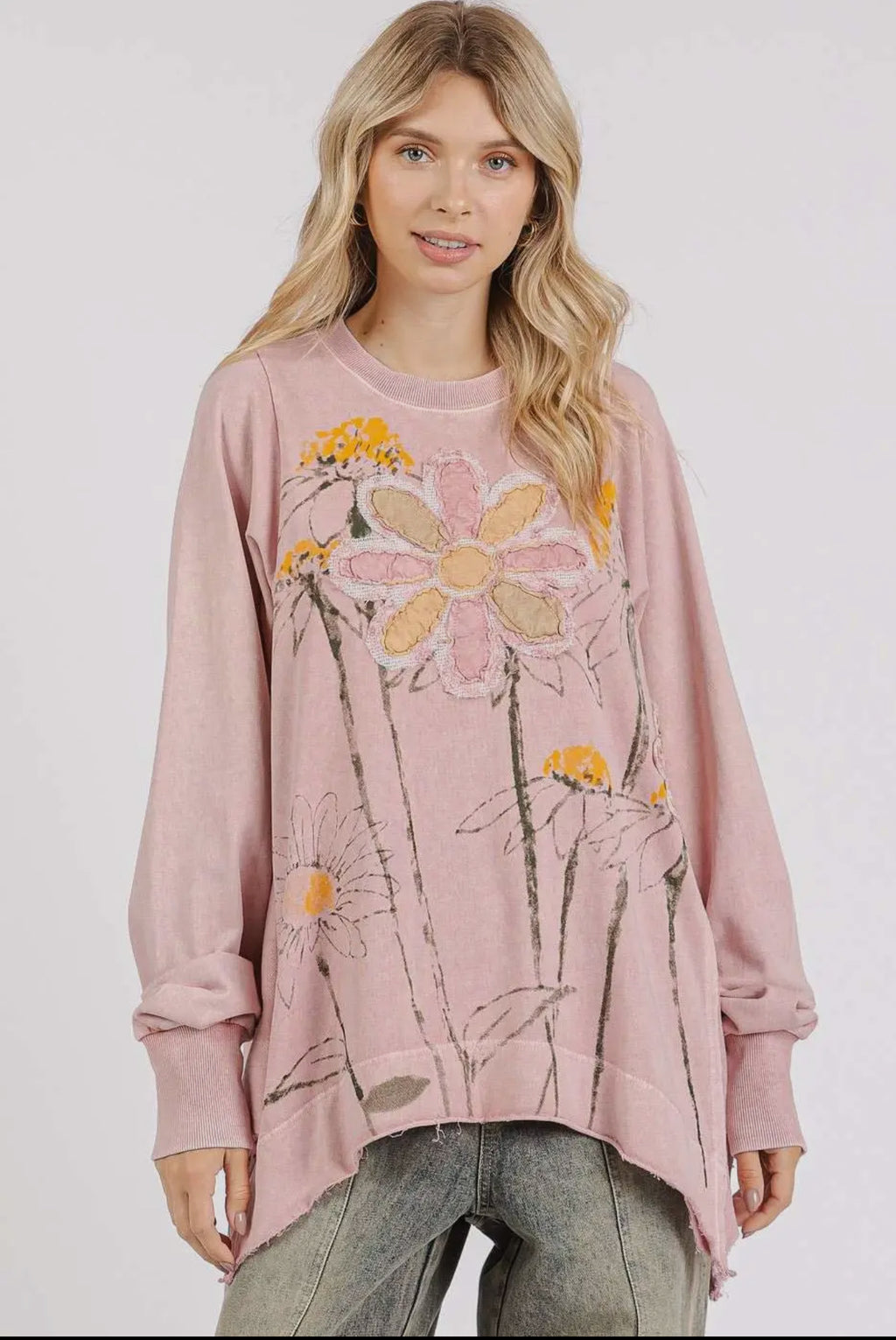 Floral patch oversized sweatshirt