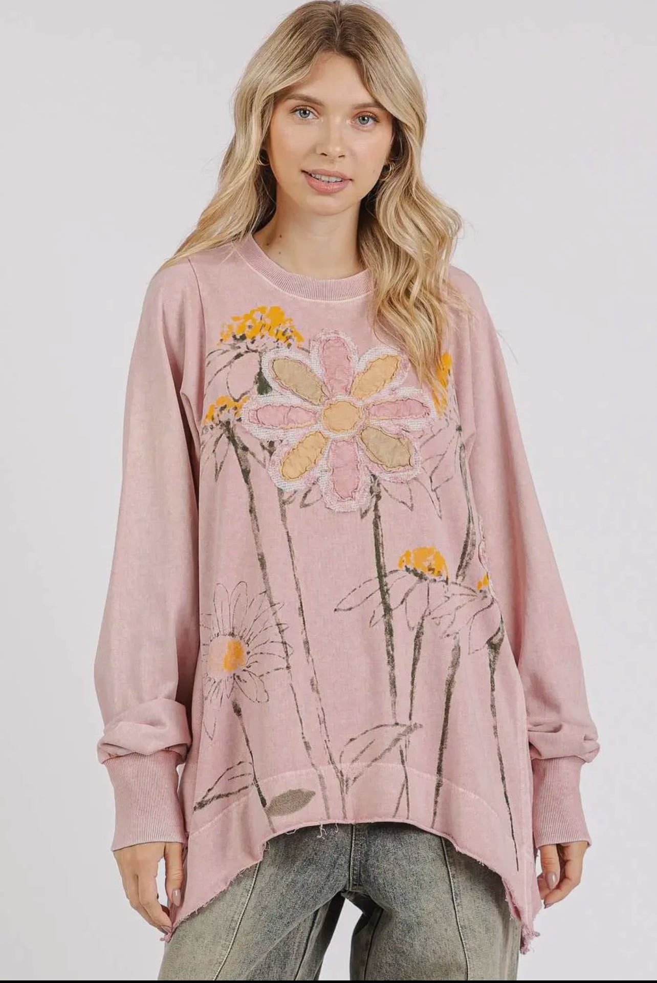 Floral patch oversized sweatshirt
