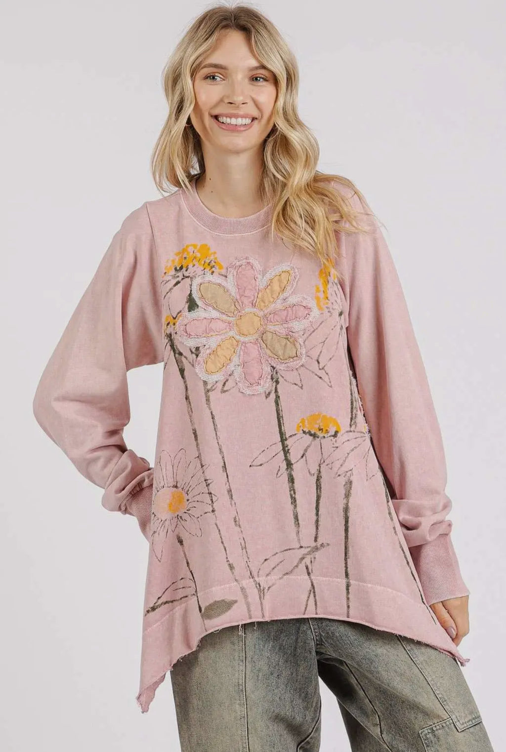 Floral patch oversized sweatshirt
