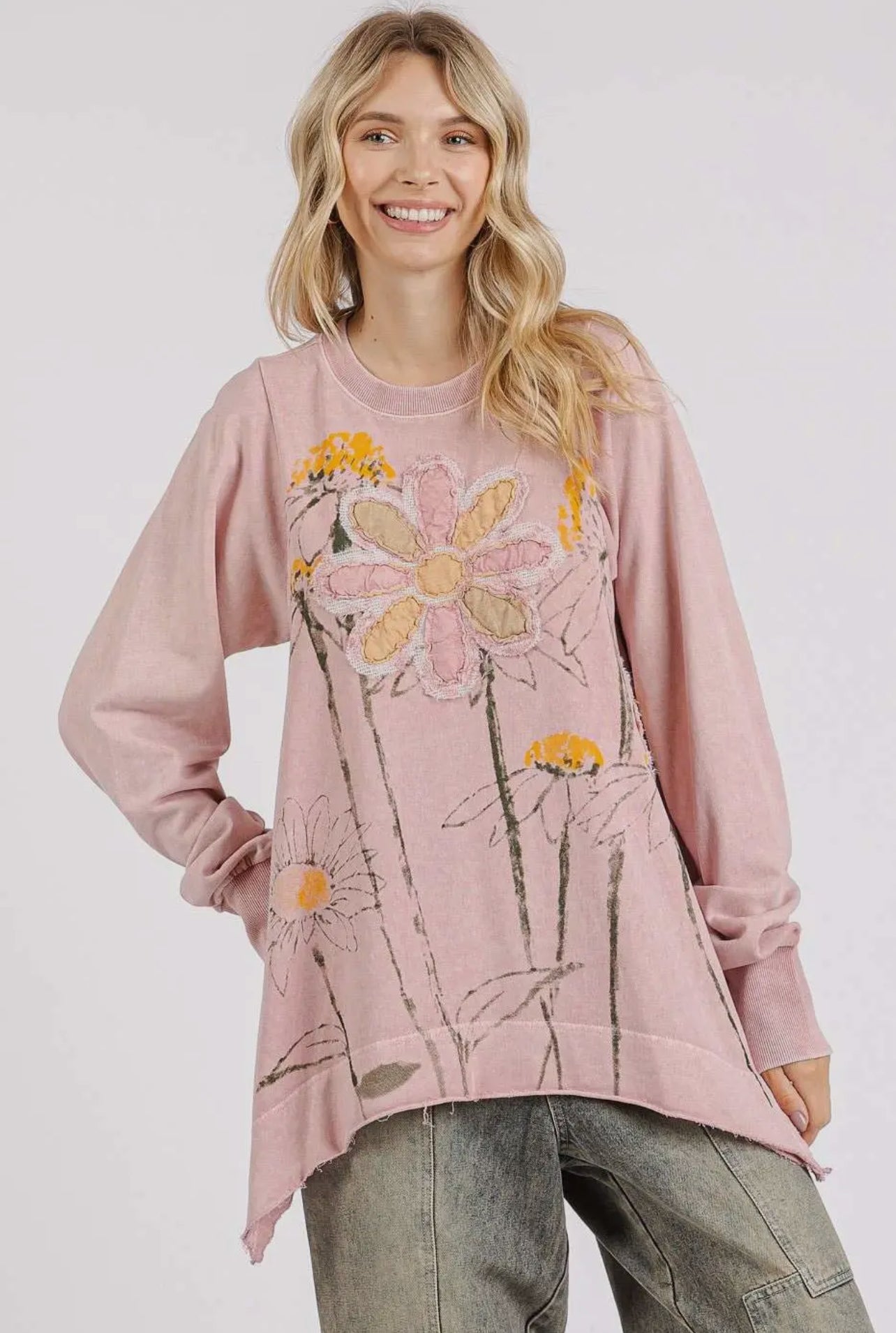 Floral patch oversized sweatshirt