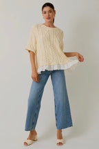 Cable sleeve knit top