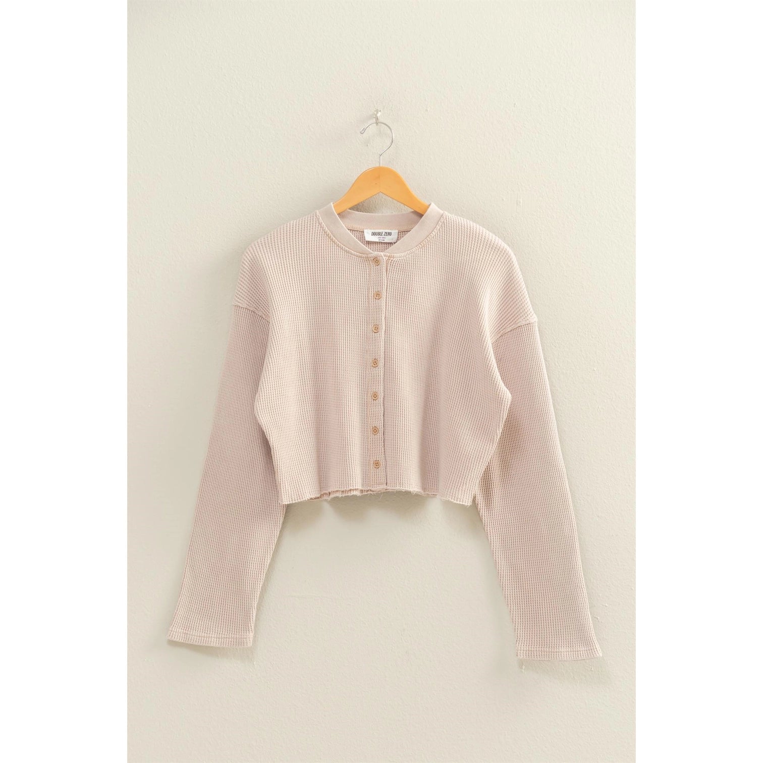 Waffle Long Sleeve Button Down Taupe