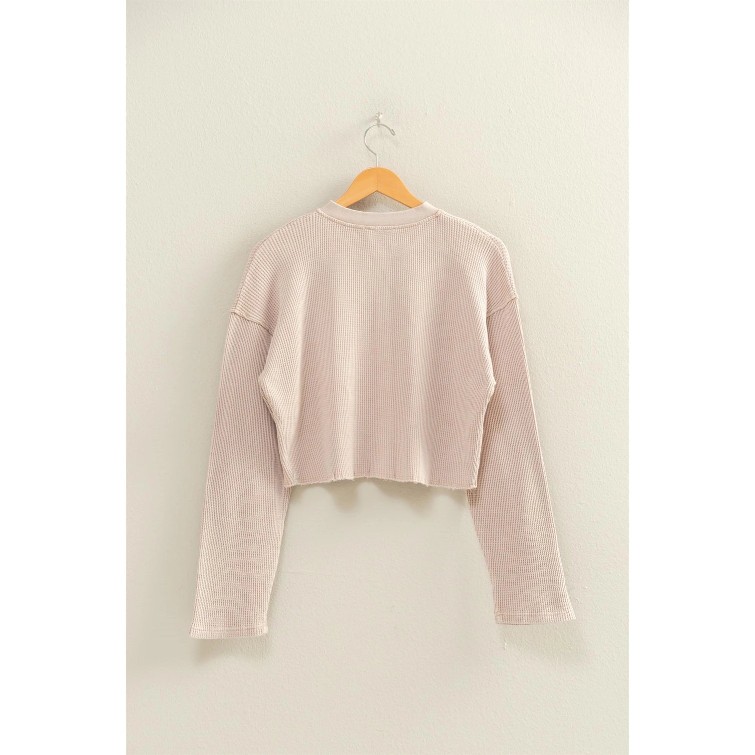 Waffle Long Sleeve Button Down Taupe
