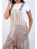 Ethereal Stripes Chic Patchwork Overalls