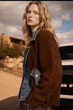 The mix cable knit denim jacket
