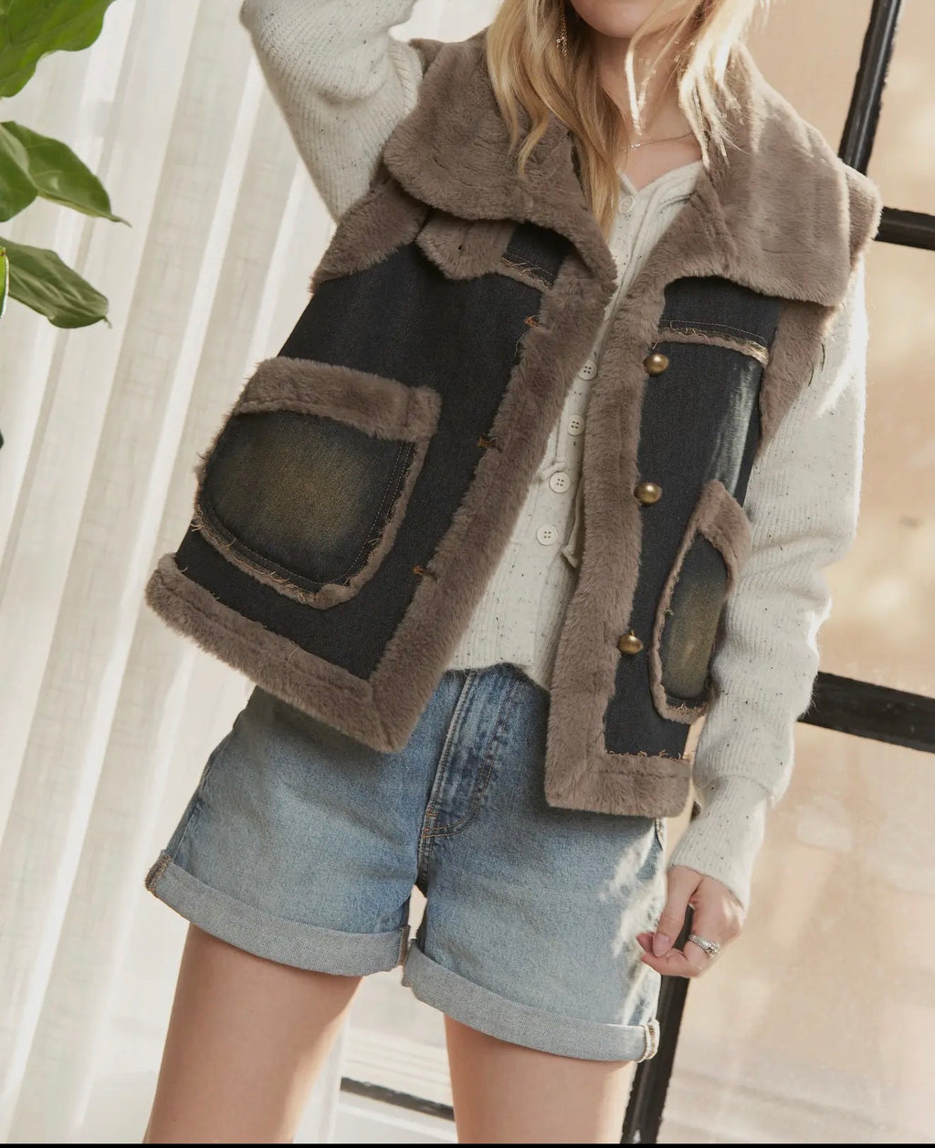 Denim Faux Fur Jacket