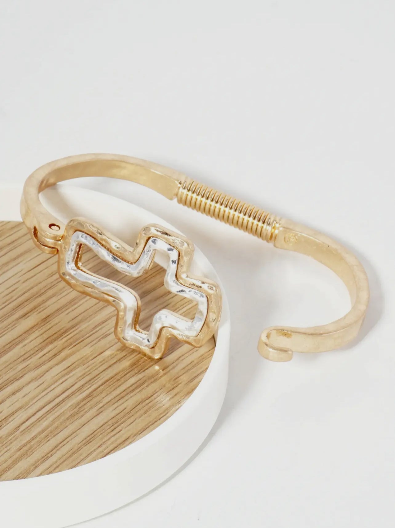 Hammered Metal Cross Bracelet