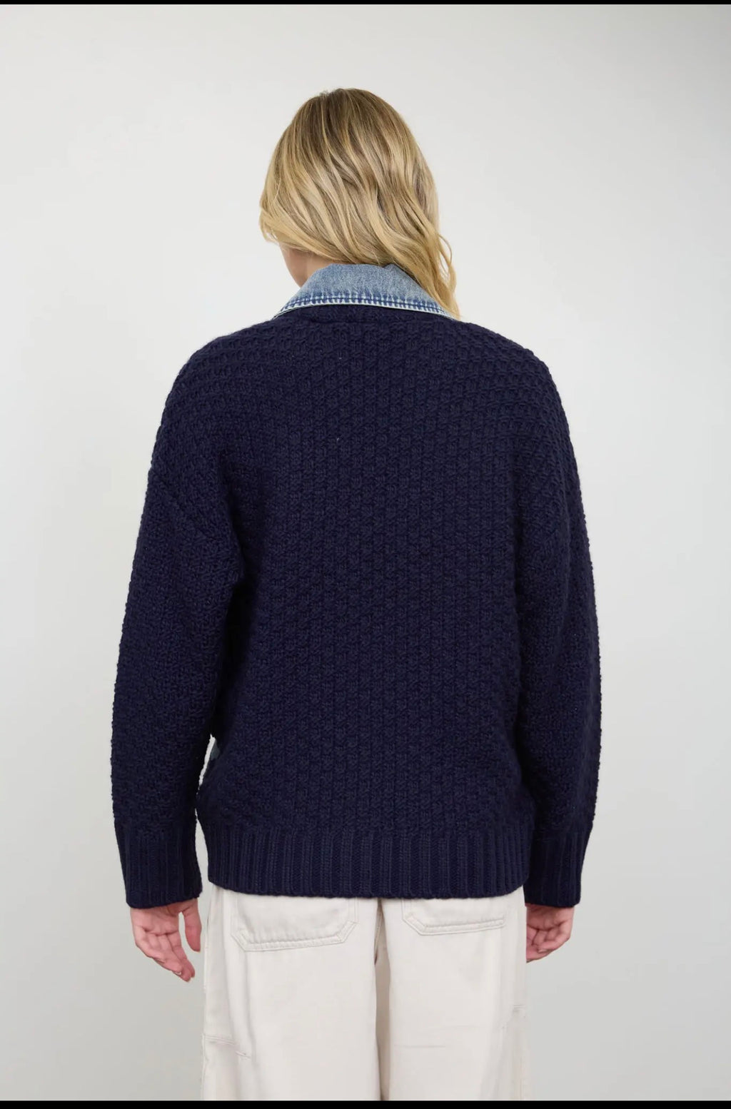 The mix cable knit denim jacket
