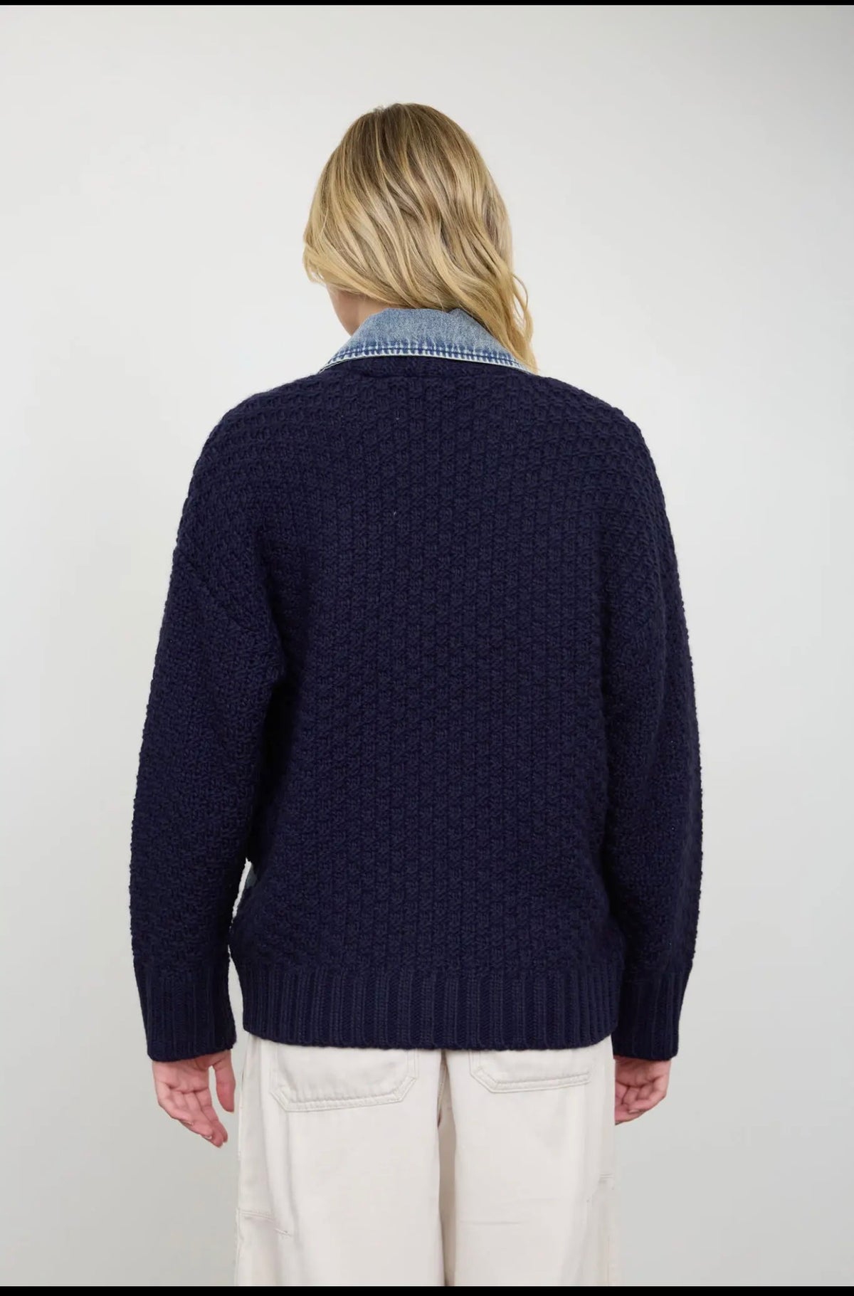 The mix cable knit denim jacket