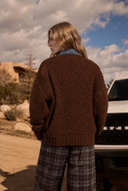 The mix cable knit denim jacket