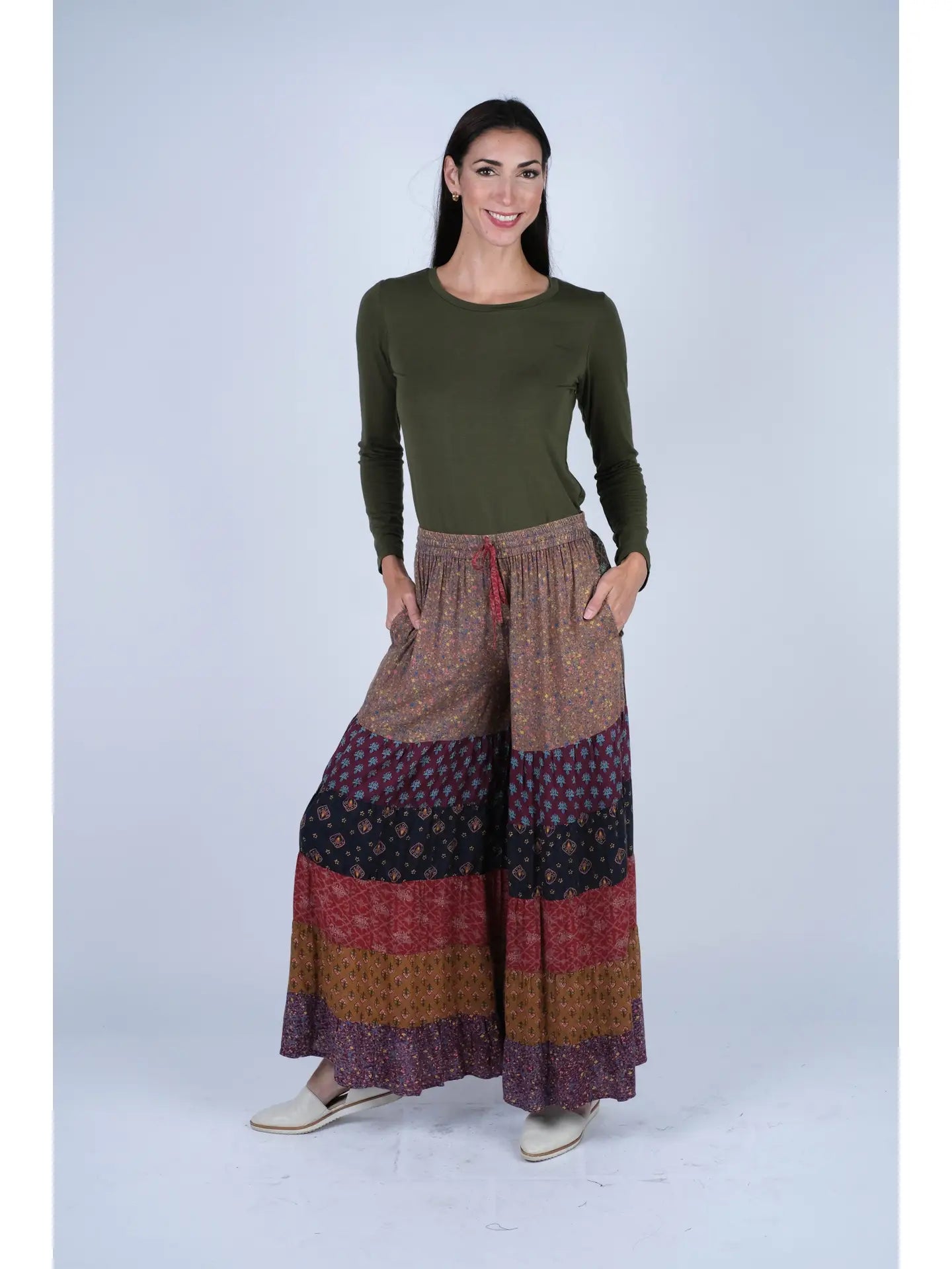 Patchwork Rayon Palazzo Pants