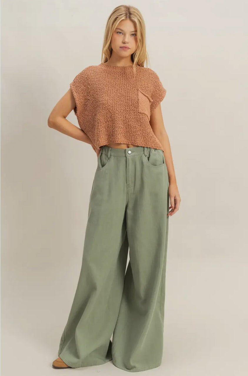 Pocket detail sweater top