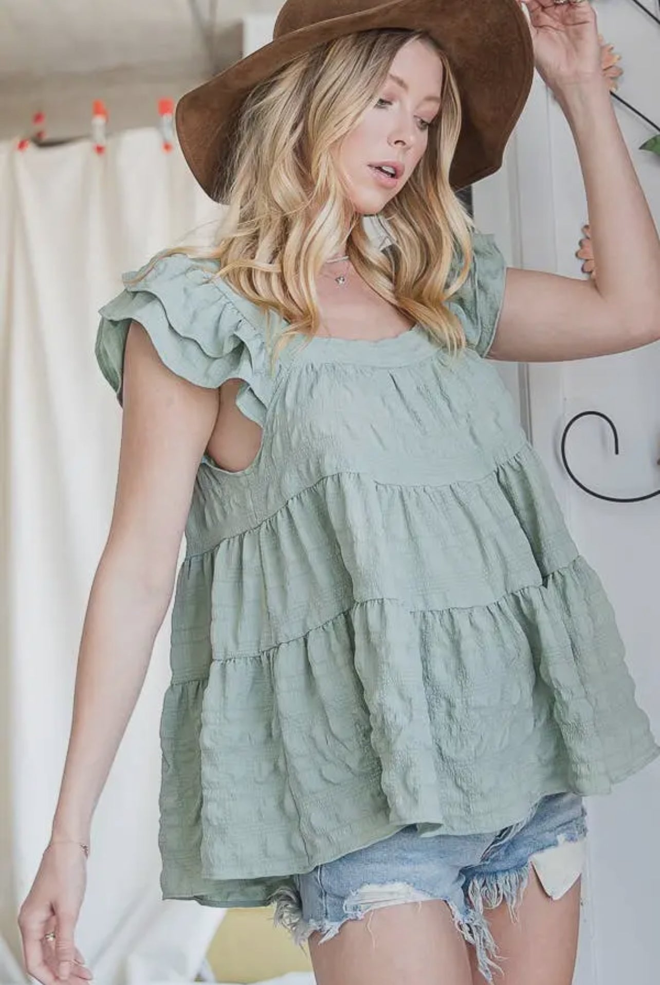 Solid Tiered Babydoll Top