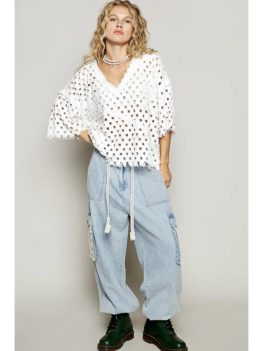 Crochet Overlay Pockets Woven