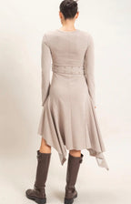 Elena Ribbed Knit Belted Dress