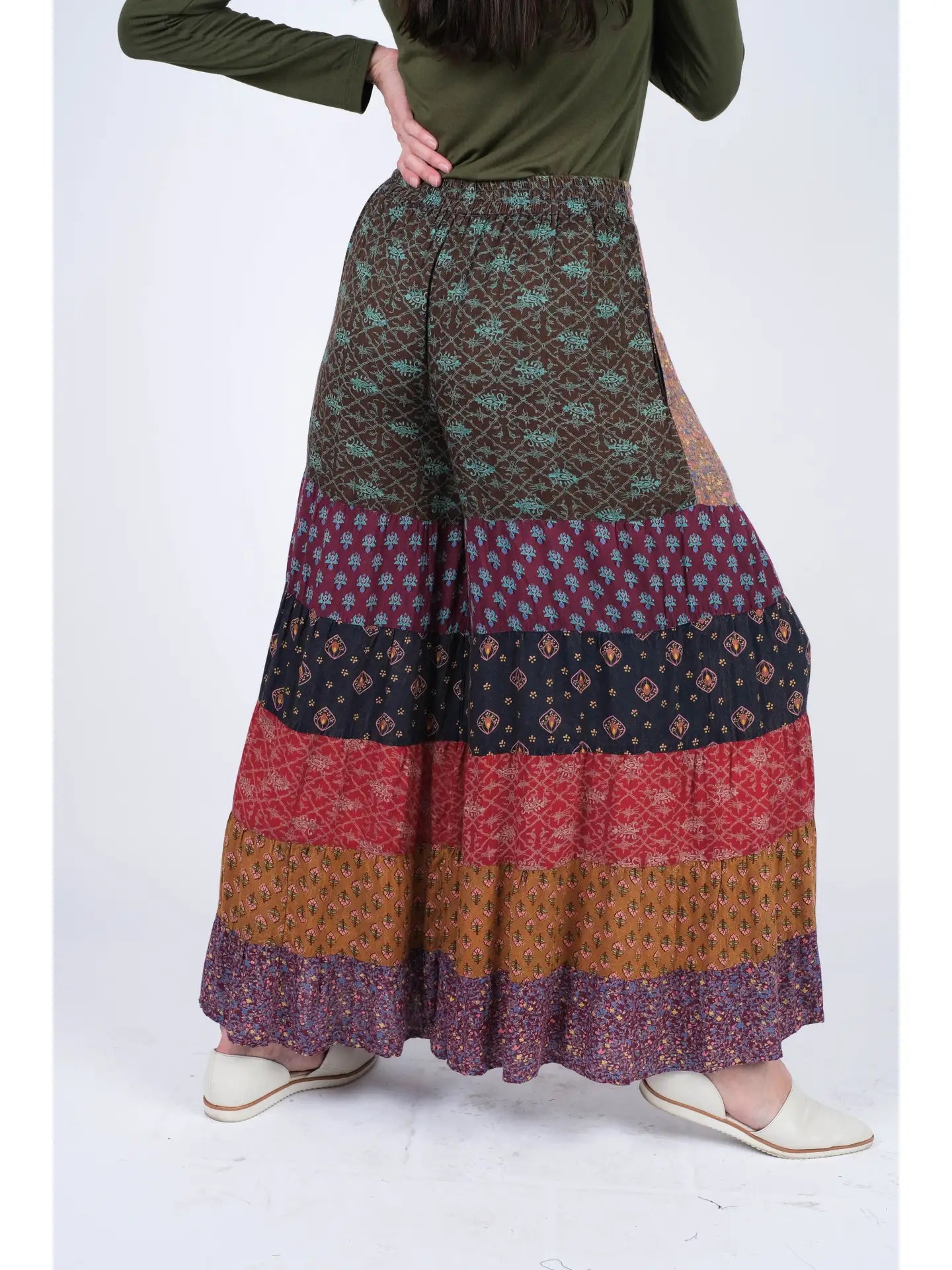 Patchwork Rayon Palazzo Pants