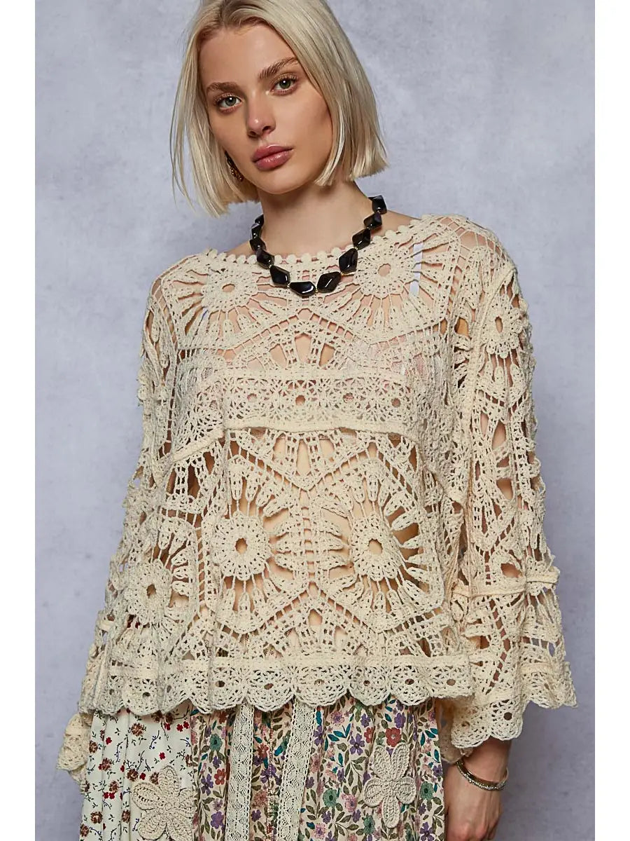 Long Sleeve Crochet Top