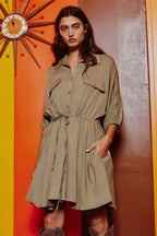 Olive Flare Mini Dress