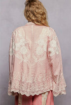 Vintage Blush Lace Button-Up