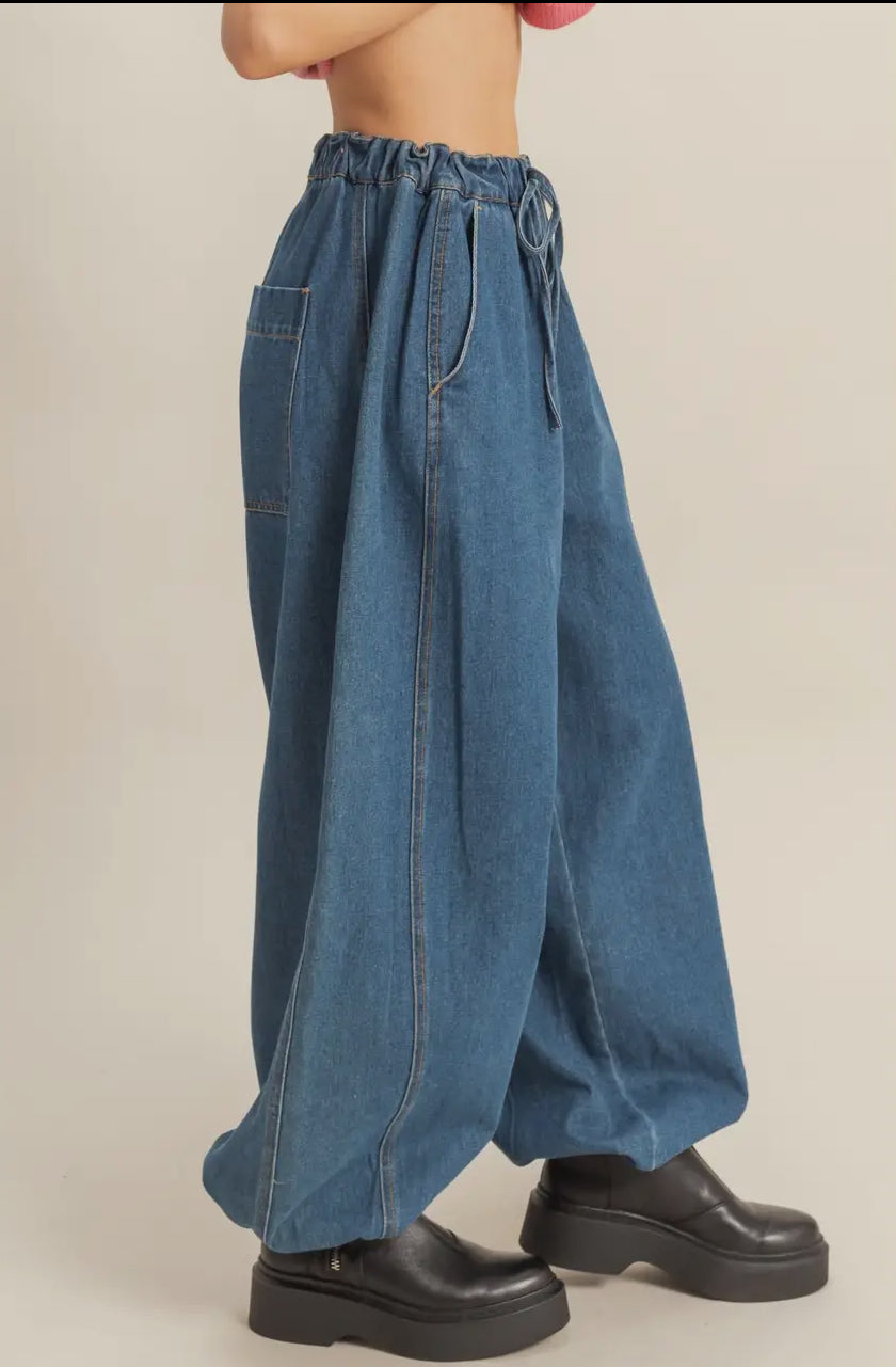 Denim oversized pants