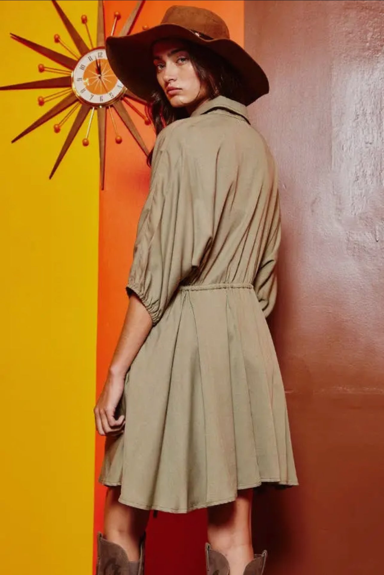 Olive Flare Mini Dress