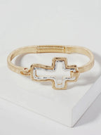 Hammered Metal Cross Bracelet