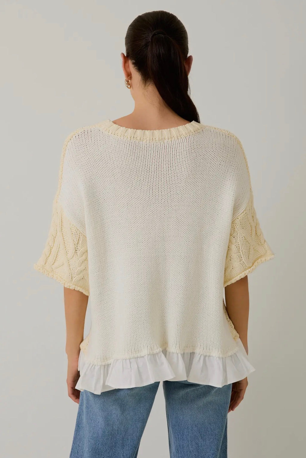 Cable sleeve knit top