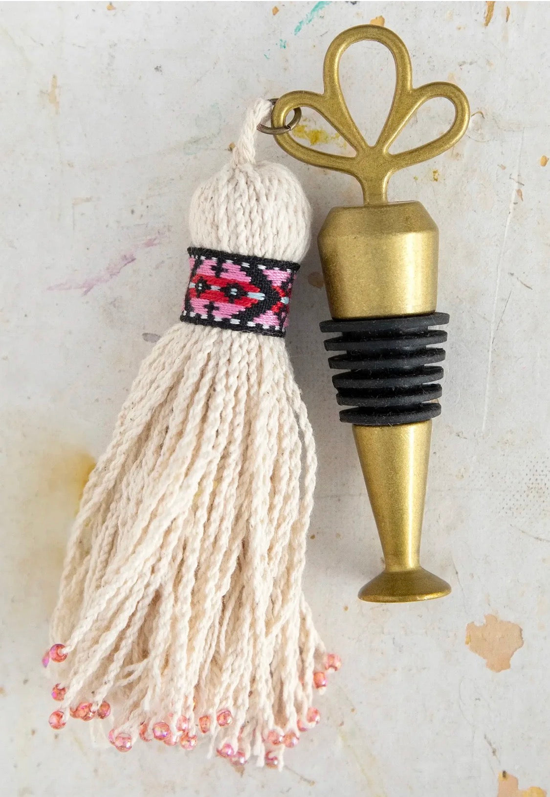 Cream Tassel Wine Stopper