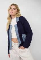 The mix cable knit denim jacket