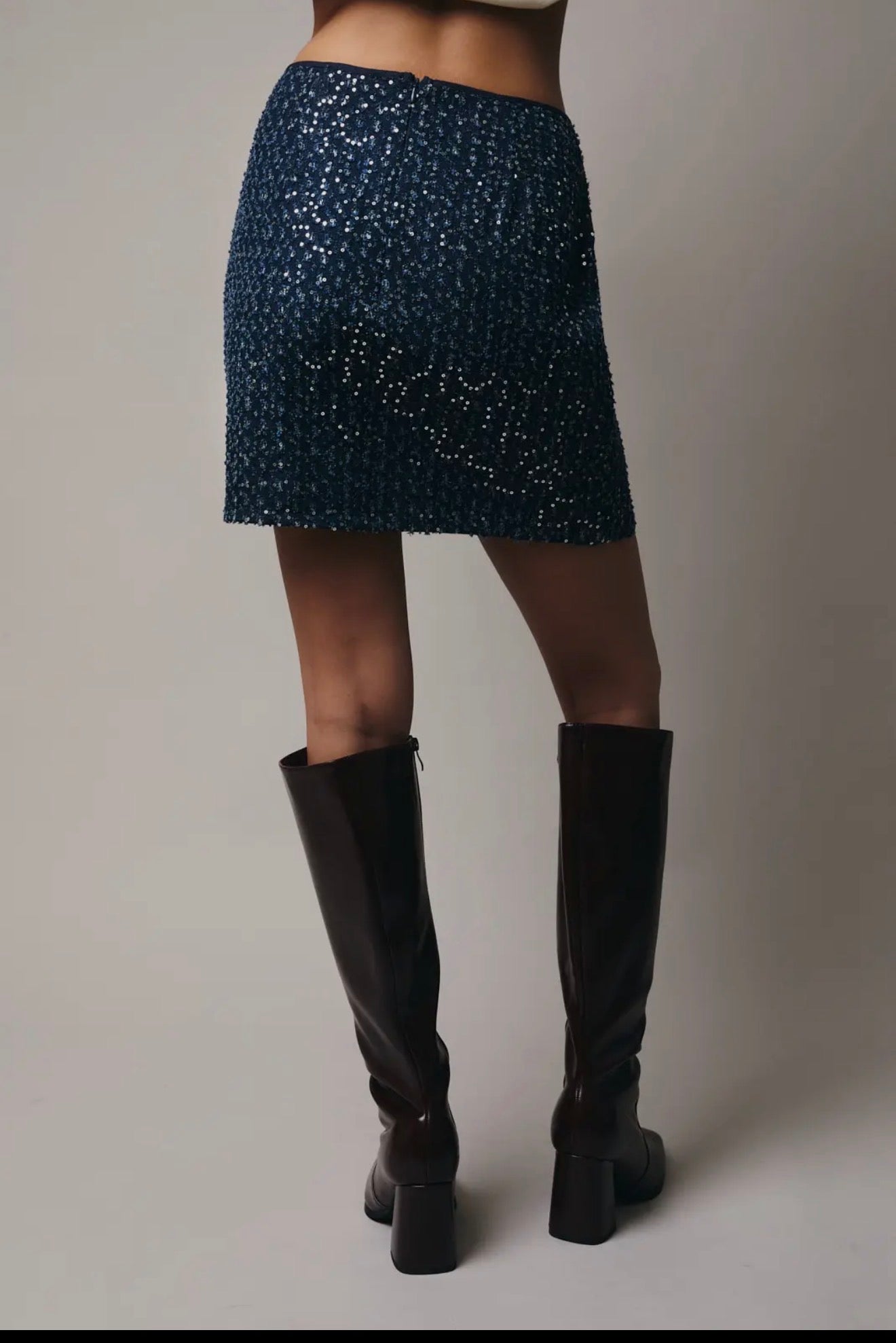 Denim Sequin Skirt