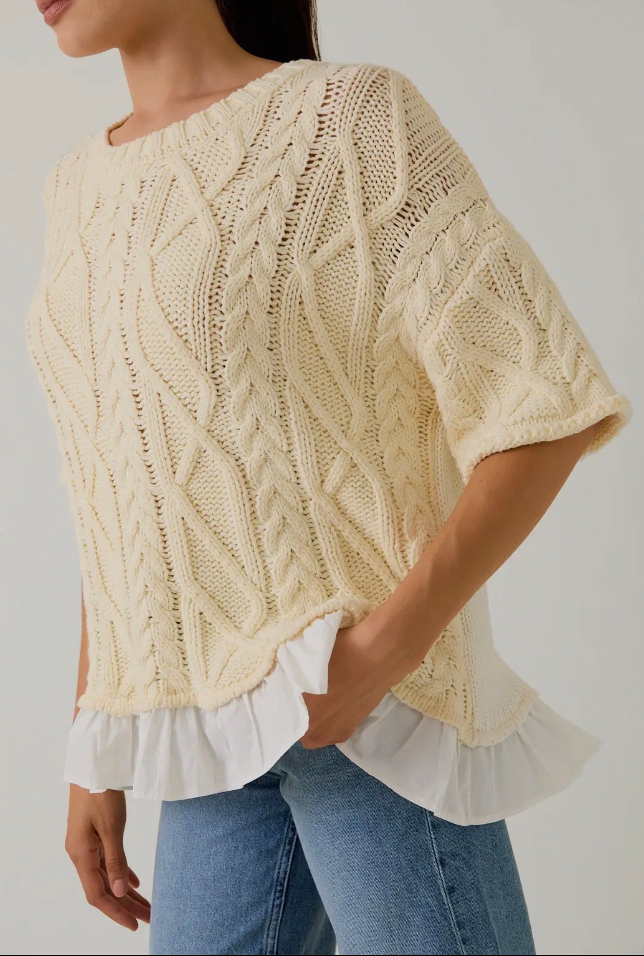 Cable sleeve knit top