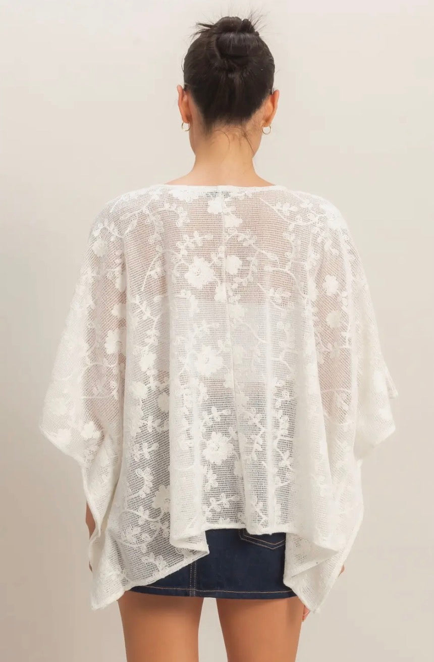 Coastal Bloom Lace Kimono