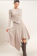 Elena Ribbed Knit Belted Dress