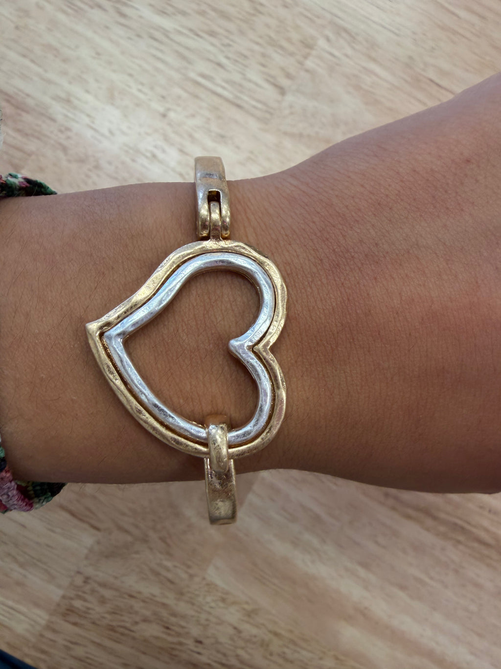 Hammered Dual tone Heart Clasp