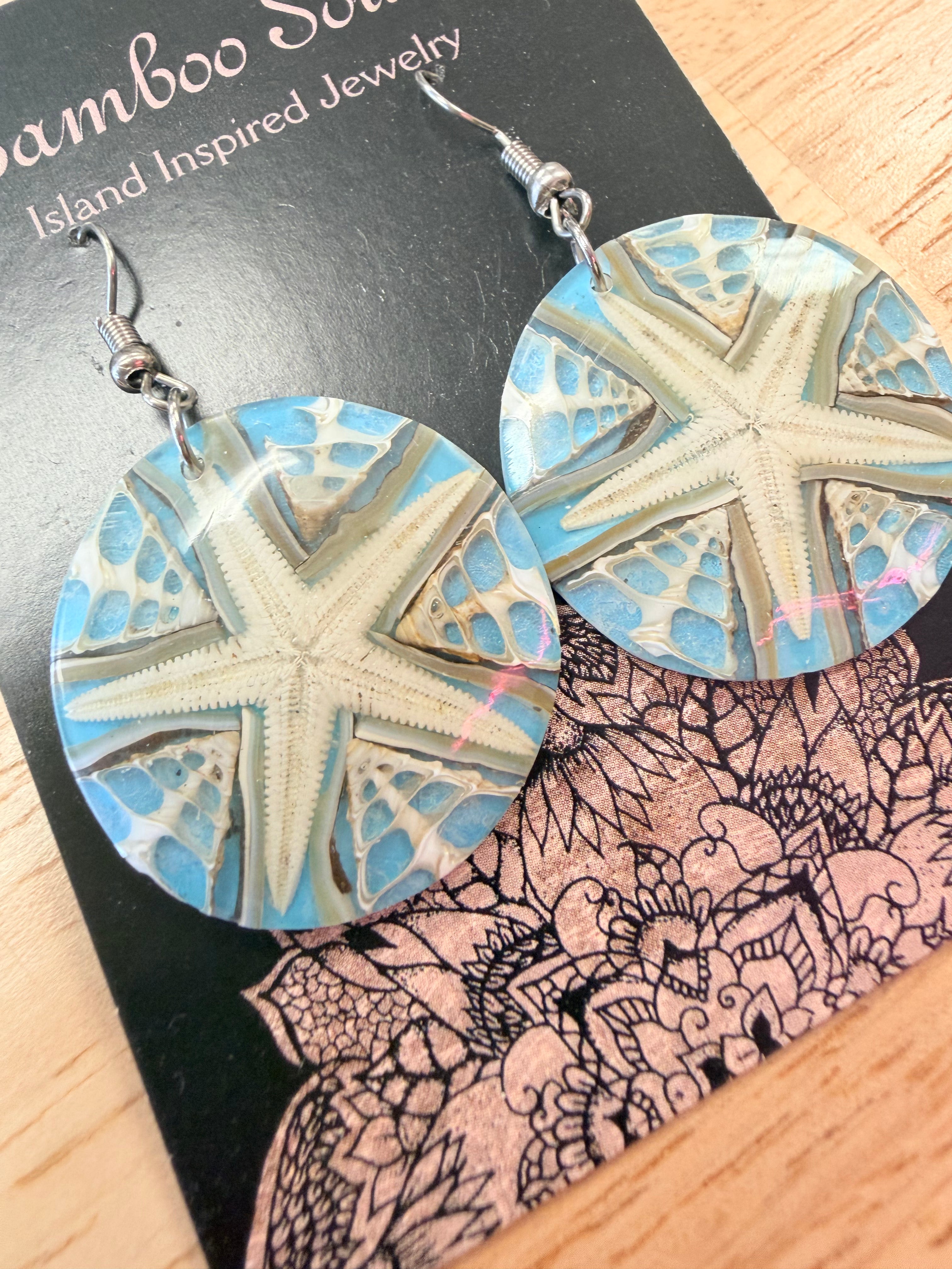 Real starfish earrings