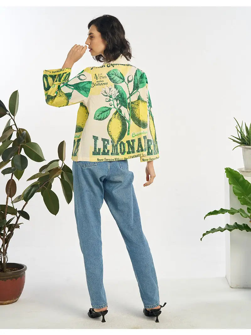 Recycled Sack Cardigan Lemon