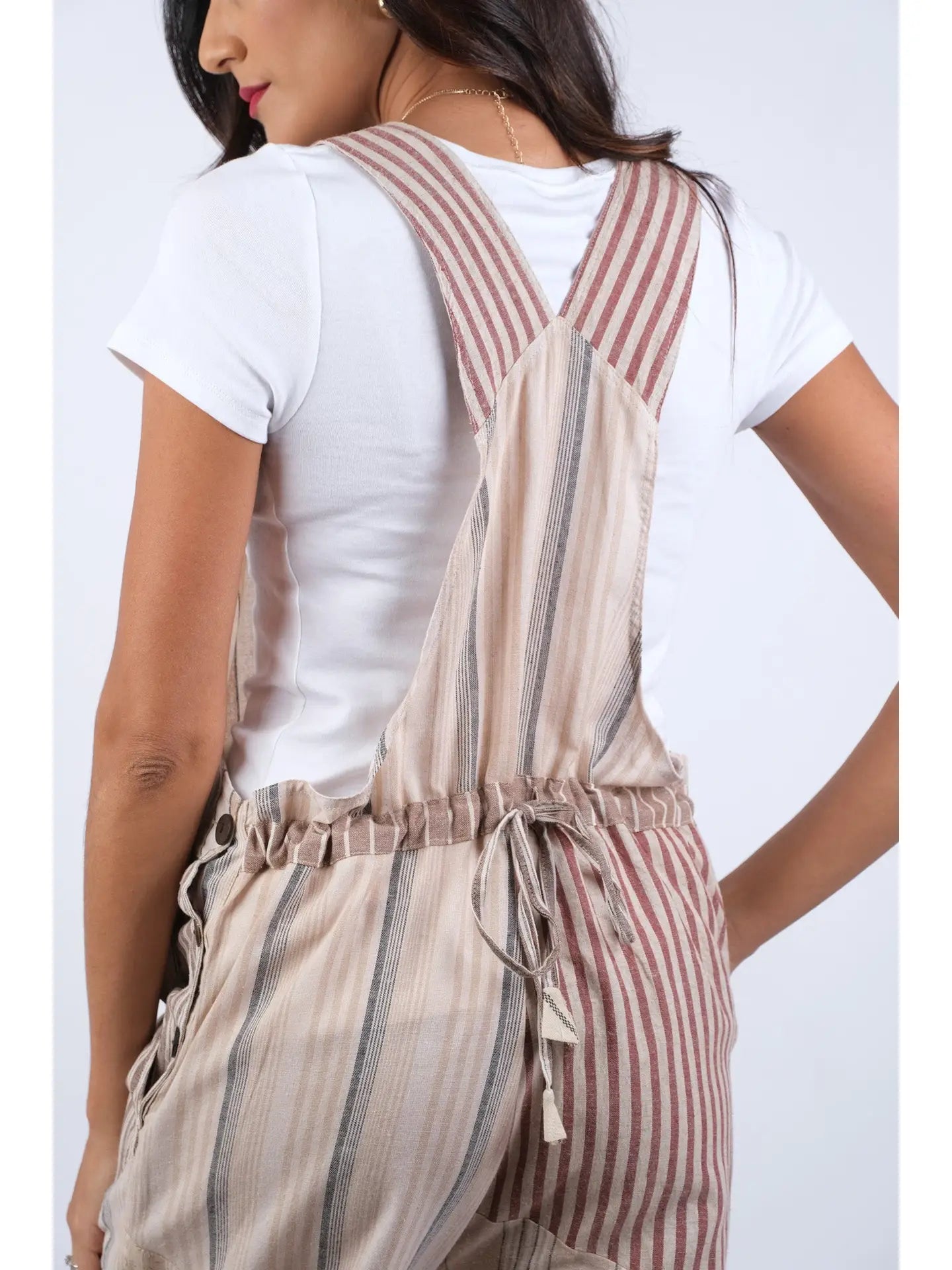 Ethereal Stripes Chic Patchwork Overalls