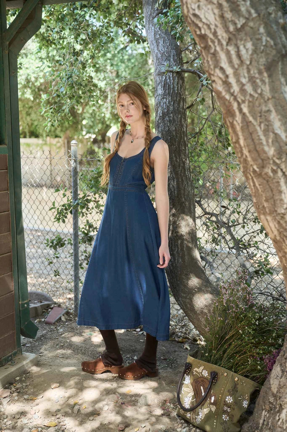 Denim Long Midi Dress