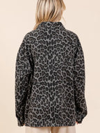 Animal Print Oversized Denim Jacket