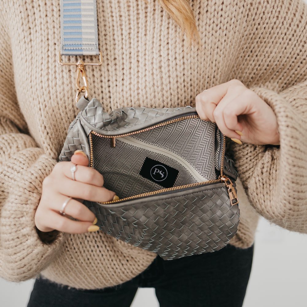 Gray Woven Bum Bag